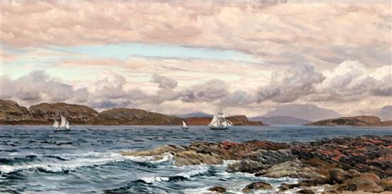 John Brett ARA (1831-1902) Longships Lighthouse & The Clyde off Fairley [sic] 6.75 x 13.25in.